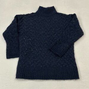 Marfinno Navy Blue & Silver Tinsel Wool Blend Pullover Knit Sweater Women’s M